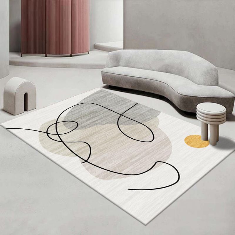 Gray Modern Carpet Polyester Color Piece Carpet Washable Carpet for Living Room