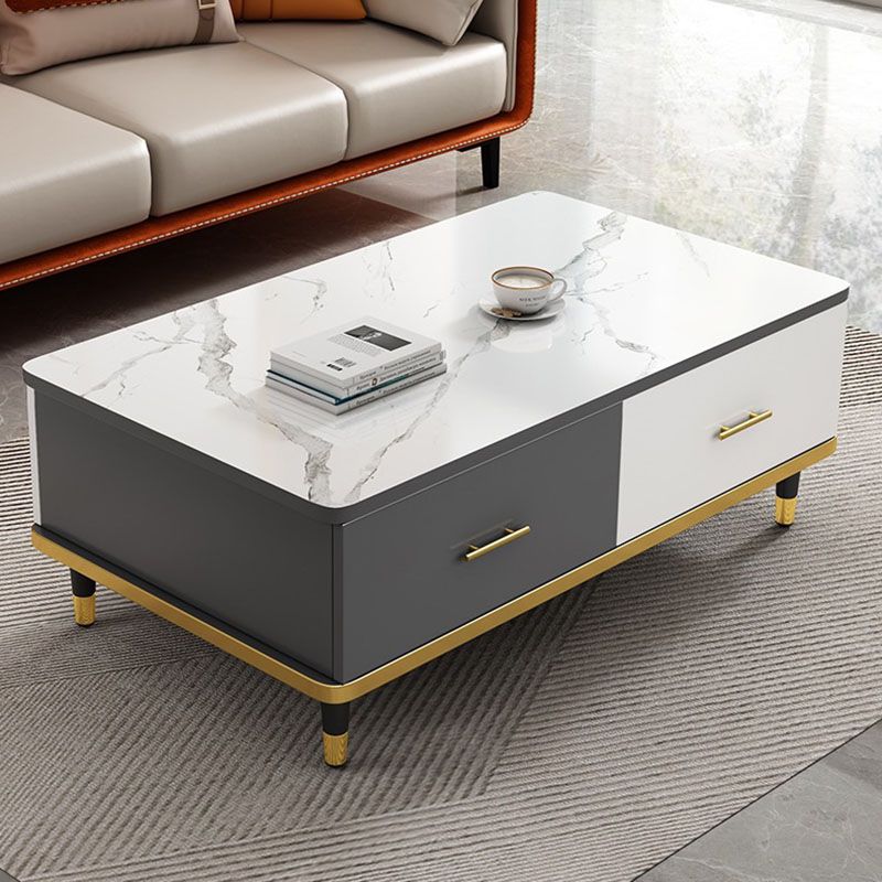Modern Style Rectangular Design Toughened Glass Top Coffee Table