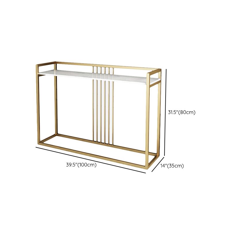 Glam Accent Table Marble Top Golden Sofa Console Table for Hall