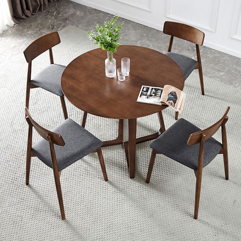 Simple Walnut Ash Dining Table Double Solid Wood Pedestal Home Table