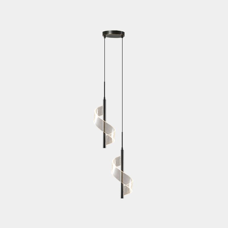 Minimalism Iron Pendant Light Strip Shape Ceiling Lamp with Acrylic Shade for Living Room