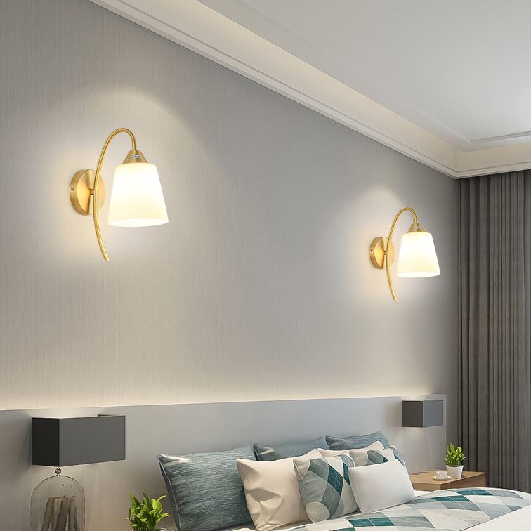 Contemporary Gold Vanity Lighting Glass Wall Light Fixture for Bathroom