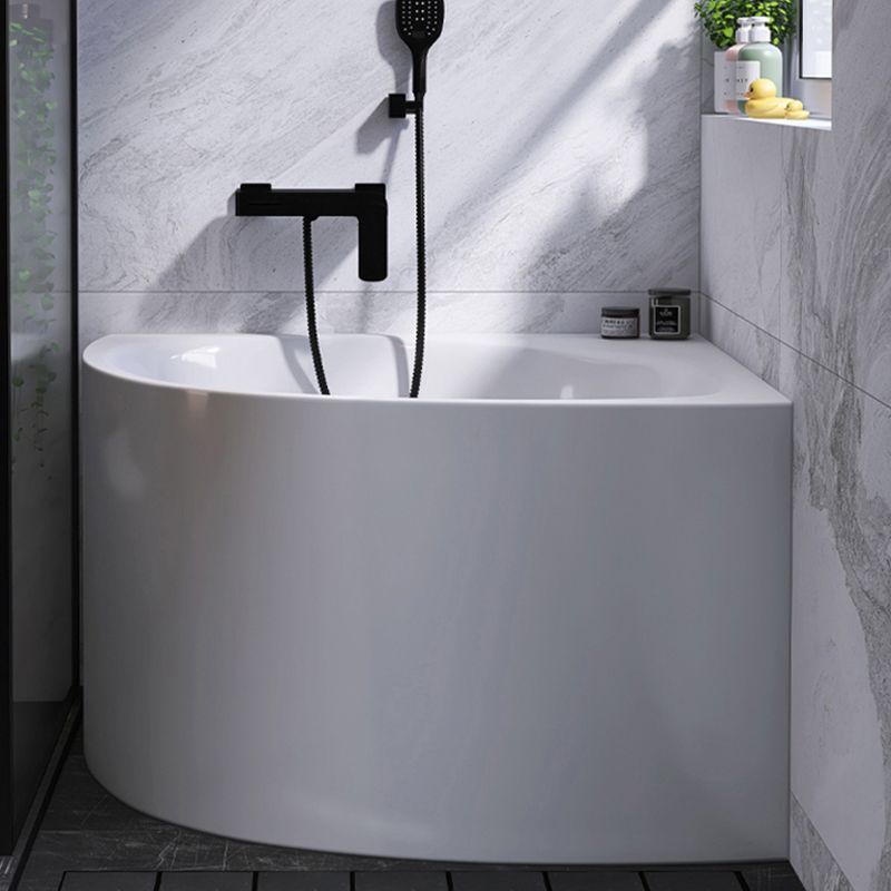 White Acrylic Corner Soaking Bath Modern Back to Wall Bathtub