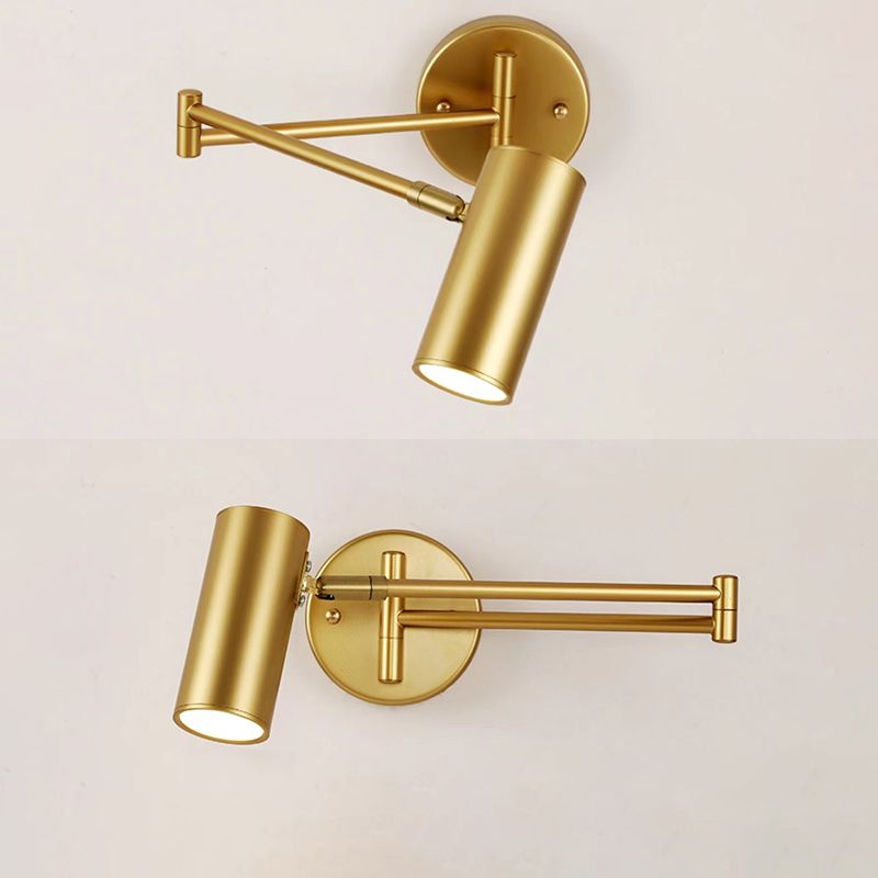 Metal Swing Arm Wall Lighting Modern Style 1-Light Sconce Lamp with Aluminum Shade