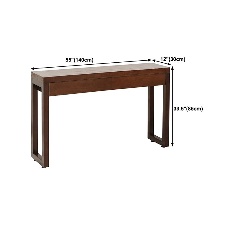 Console Sofa Table with 2 Drawers in Dark Brown Wooden Console Table