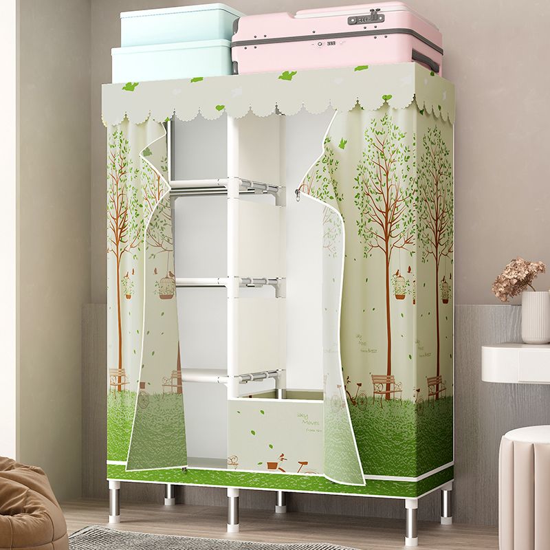 Silver Steel Frame Wardrobe Cabinet Contemporary Home Wardrobe