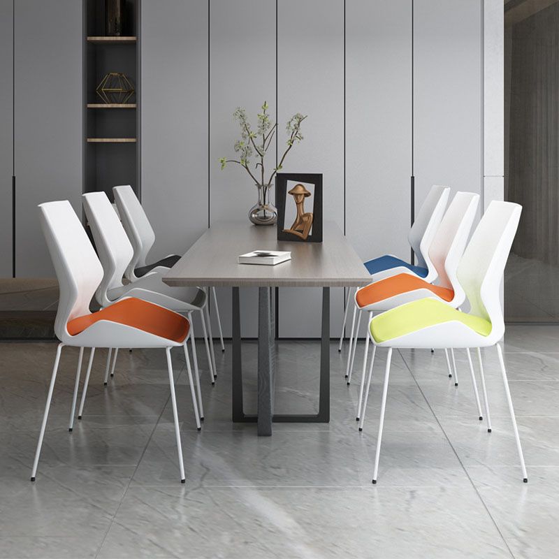 Modern Armless Upholstered Task Chair No Wheels Office Chair