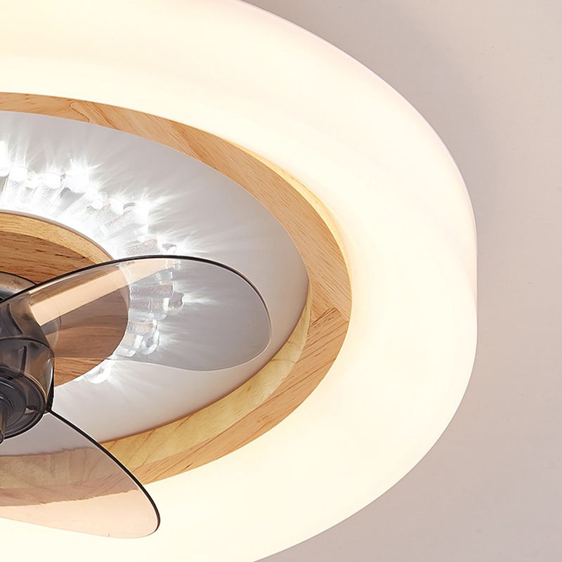 Nordische runde Deckenlüfter Lampe Naturholz Schlafzimmer LED SEMI Flush Mount Leuchte