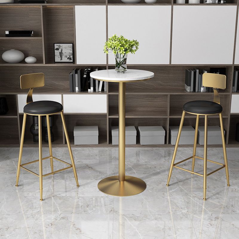 Faux Leather Dining Stools Upholstered Bar Stools with Metal Base