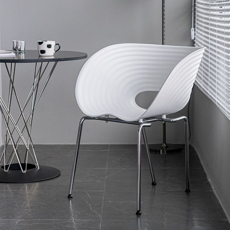 Industrial Style Open Back Dining Side Chair Plastic Dining Armless Chairs with Metal Legs