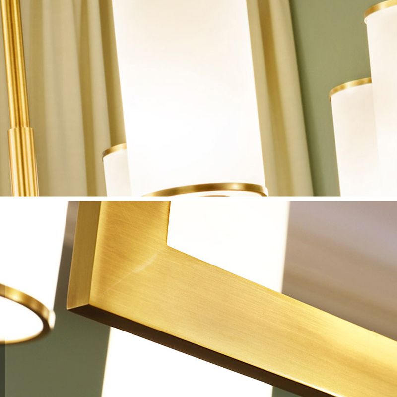 Cylindrical Chandelier Light Minimalist Style Metal Gold Suspended Lighting Fixture