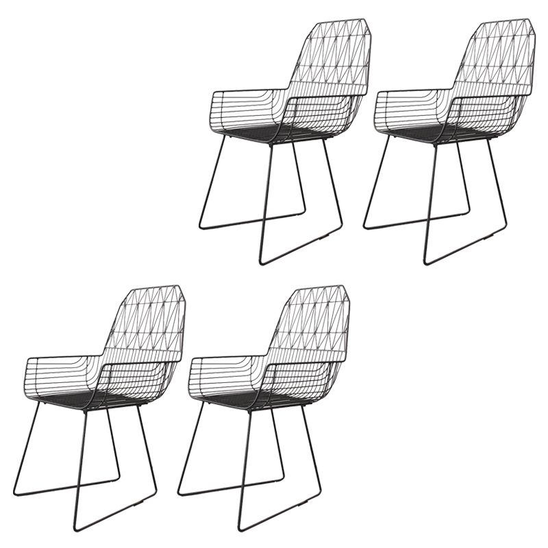 Industrial Black Armed Chairs Metal Outdoor Chair Upholstered Armchair