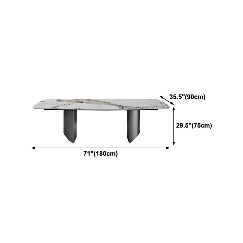 Mesa de comedor de piedra sinterizada para mesa rectangular de restaurantes con pedestal doble