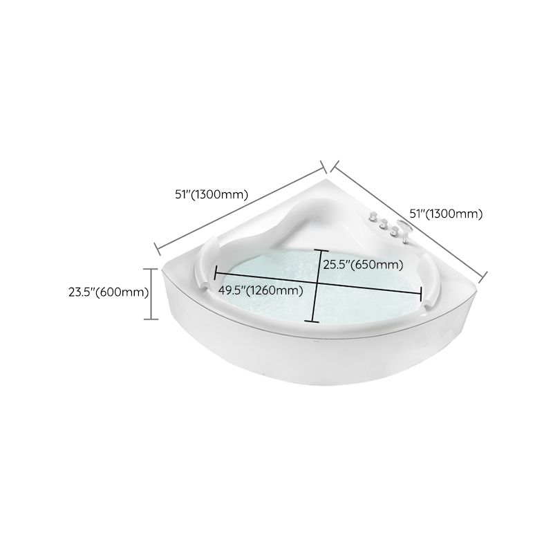 Modern Corner Bathtub Acrylic Soaking Back to Wall Center-Back Bath