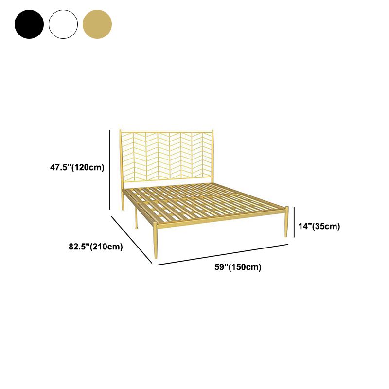 Glam Style Bed with Open-Frame Headboard and Iron Legs 47.24" High