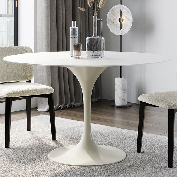 Ronde tulpen moderne eettafel witte toon vaste tafel met sinteren steen
