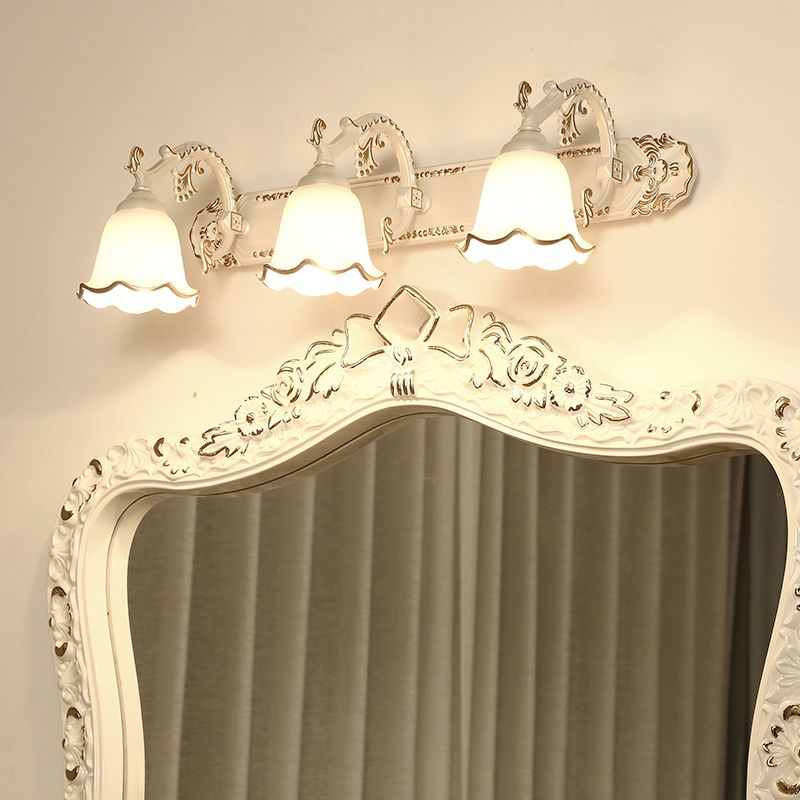 Traditional Simplicity Bell Vanity Sconce Lights Milk Glass Wall Mount Light Fixture for Bathroom