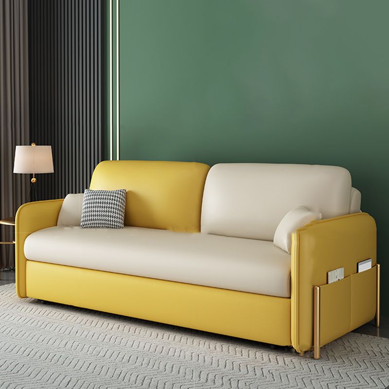 Pillow Back Futon Sleeper Sofa Faux Leather Sleeper Sofa with Storage