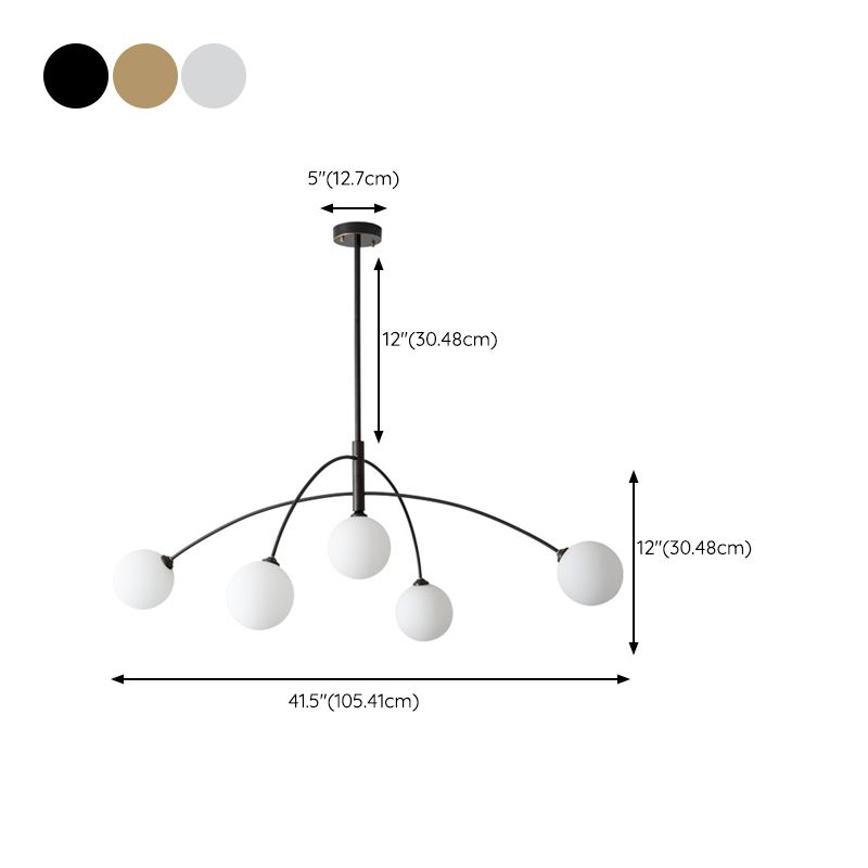 Ball Shape Glass Island Pendants Modern Style 5 Lights Island Pendant Lights