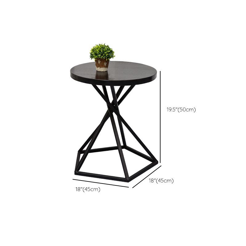 Wood Round Side Table Black Metal Frame Sofa Side Accent Table