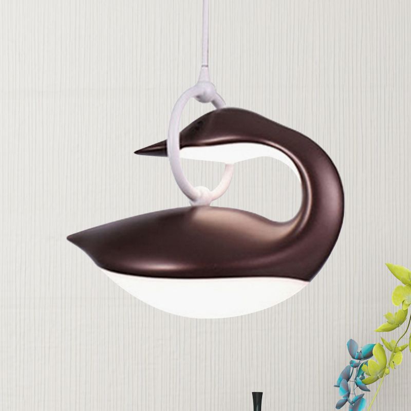 Luz de lámpara colgante marrón/dorada/blanca de cisne post moderna luz de techo LED de tono acrílico, luz de tercer engranaje