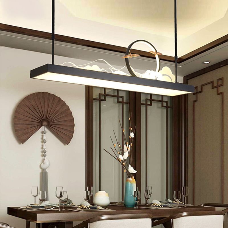 Modern Style Geometry Shape Island Lights Metal 3 Light Island Pendant Lights in Black