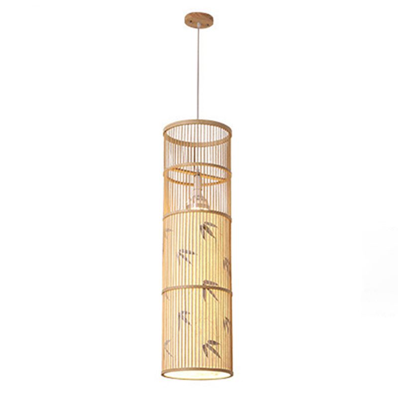 Moderne esthetiek cilindrische suspensie licht houten single-bulb gang hanglamp met hanglamp