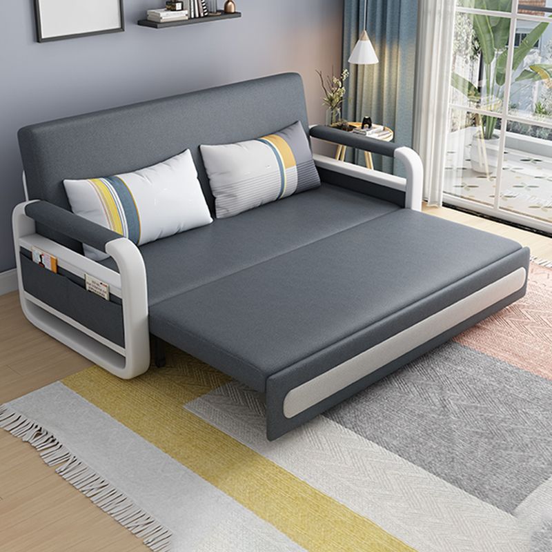 Tight Back Convertible Fabric Sofa Bed 33.46"H High Wear Resistance Square Arm Sofa Bed