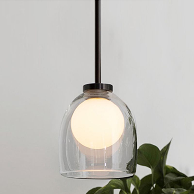 Moderne creatieve geometrische hangende lamp smeedijzeren binnenhanglamp met glazen schaduw