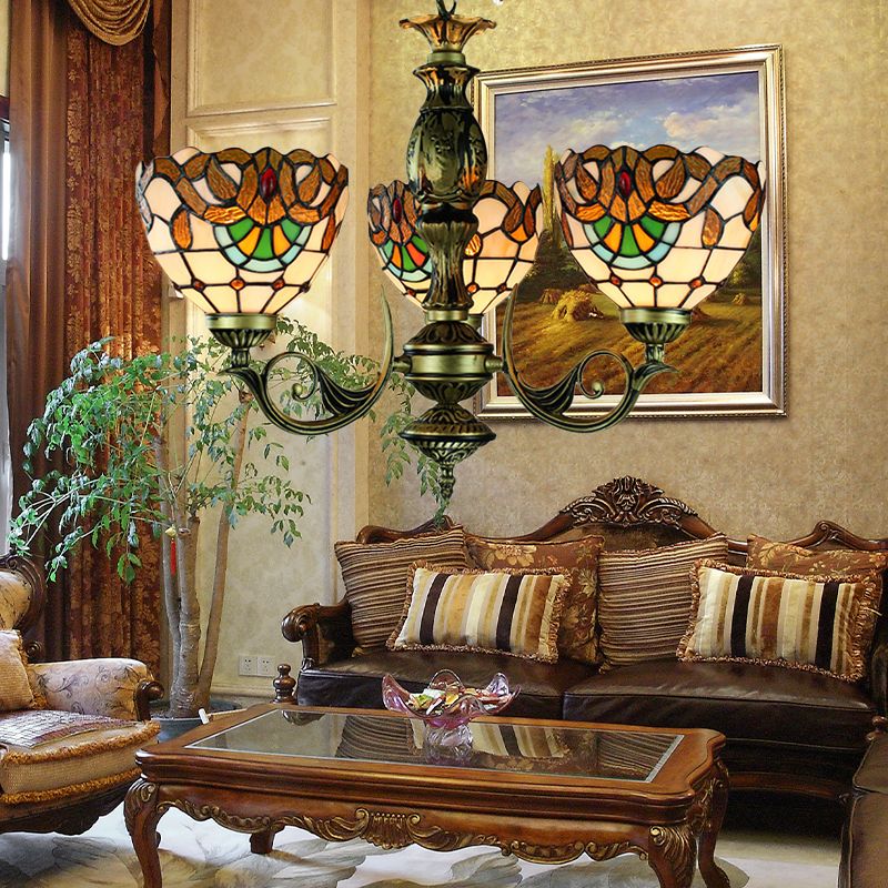 Victorian Bowl Chandelier Lighting Treated Gerne