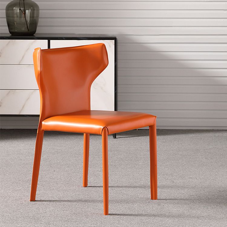 Contemporary Saddle Leather Restaurant Side Chair Matte Finish Wingback Dining Chair (Set of 2)