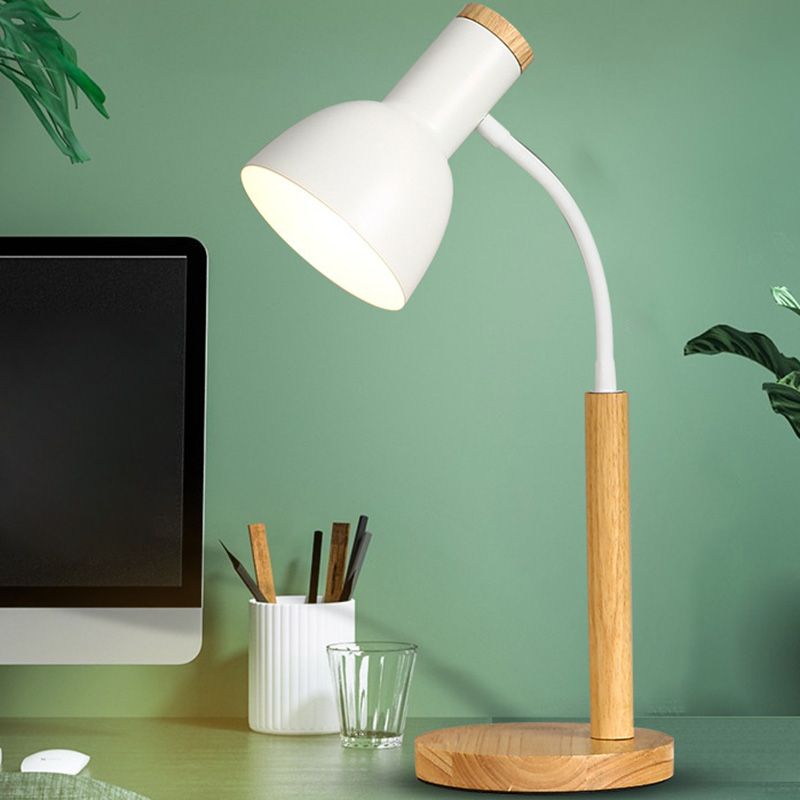 Bell Shade Bedroom Reading Lampe Metal 1-Light Nordic Night Light avec un bras flexible