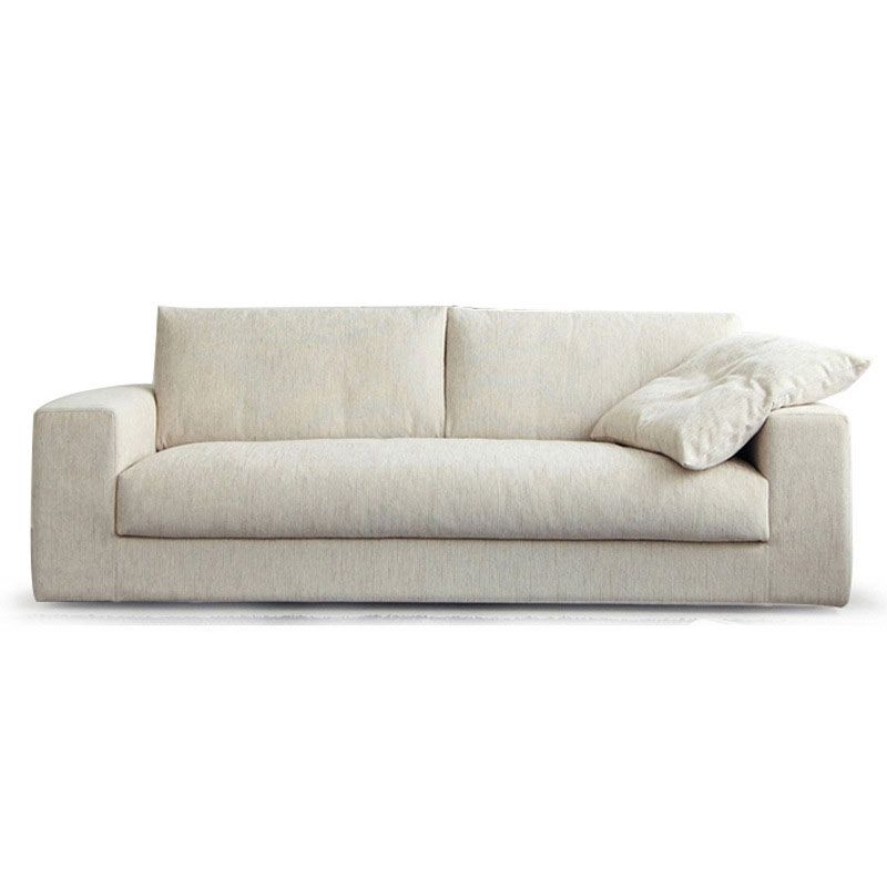 Modern Square Arm Sofa with Cushions in White for Living Room