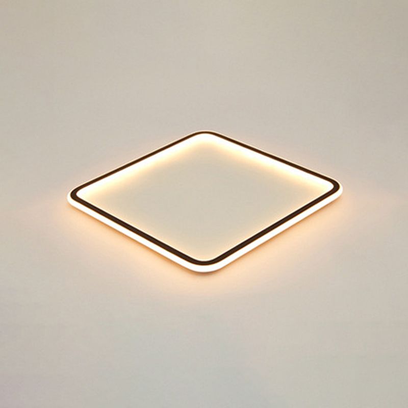 Vierkante Ultradunne LED Flush Mount Lamp Minimalistische Metalen Slaapkamer Flush Mount Plafond Fixture in Zwart