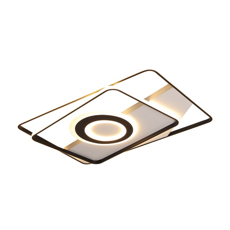 Cuadrados/Rectangulares Montan luz Acrílico Negro contemporáneo Cuarto LED integrado Luz de techo LED en Warm/Blanco, 16 "/19,5" /23,5 " O