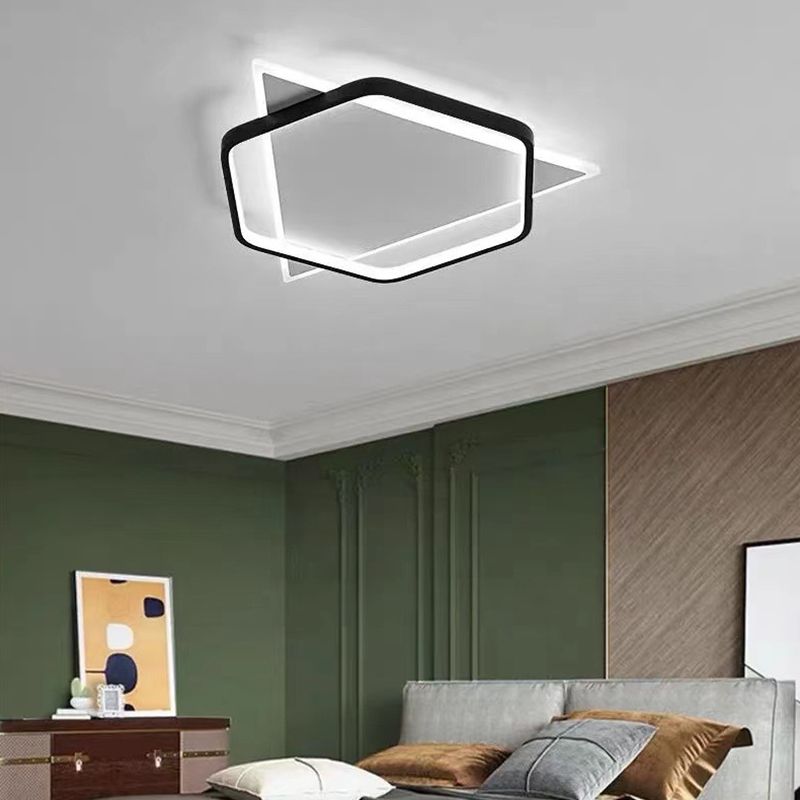 Black and White Geometric Surface Mounted LED Ceiling Light Nordic Acrylic Flush Light for Study Room