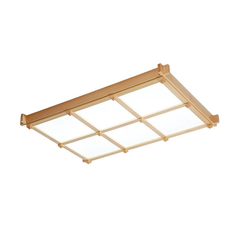 Square Flush Mount Minimalism Wood Flush Mount Light for Dining Room