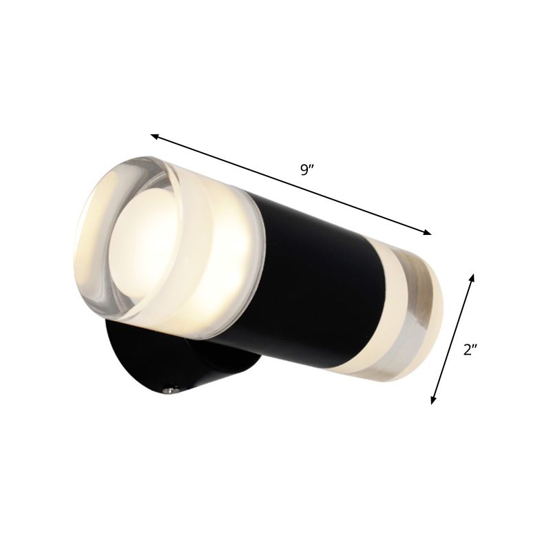 Metal Tube Sconce Minimalist 2 Heads Wall Mounted Light Fixture in Black for Living Room