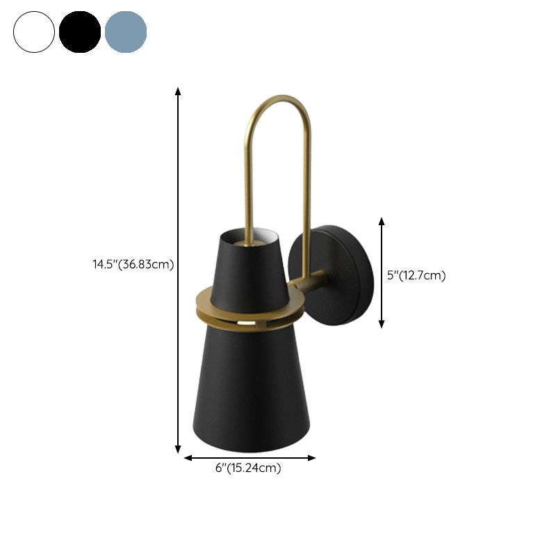 Modern Style Tapered Shape Wall Sconce Metal 1 Light Sconces for Bedroom