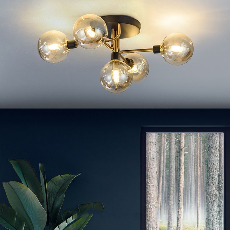 Nordic Style Metal Ceiling Light Ball Shape Shade Ceiling Lamp for Bedroom