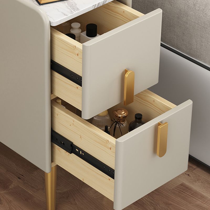 2 Drawers Glam Pine Accent Table Nightstand 20" Tall with Legs