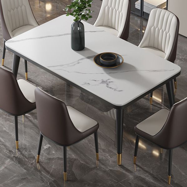 Tavolo da pranzo moderno in pietra sinterizzato tavolo rettangolo con 4 gambe per uso domestico