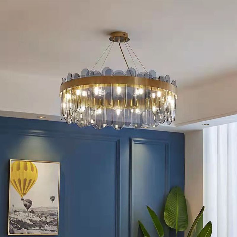 Drum Kronleuchter Leuchte moderne Glasanhänger Beleuchtung für das Restaurant