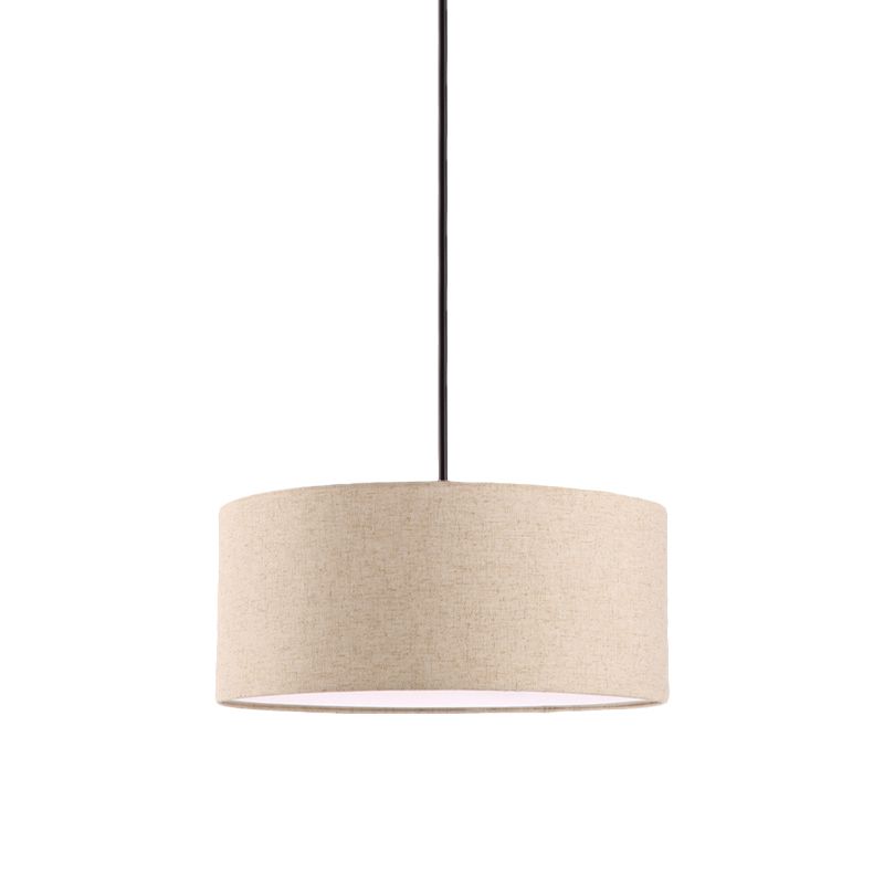 Tessuto di lampada sospesa arrotondata minimalista 1 Apparecchio di illuminazione a sospensione di ristorante leggero in albicocca/lino
