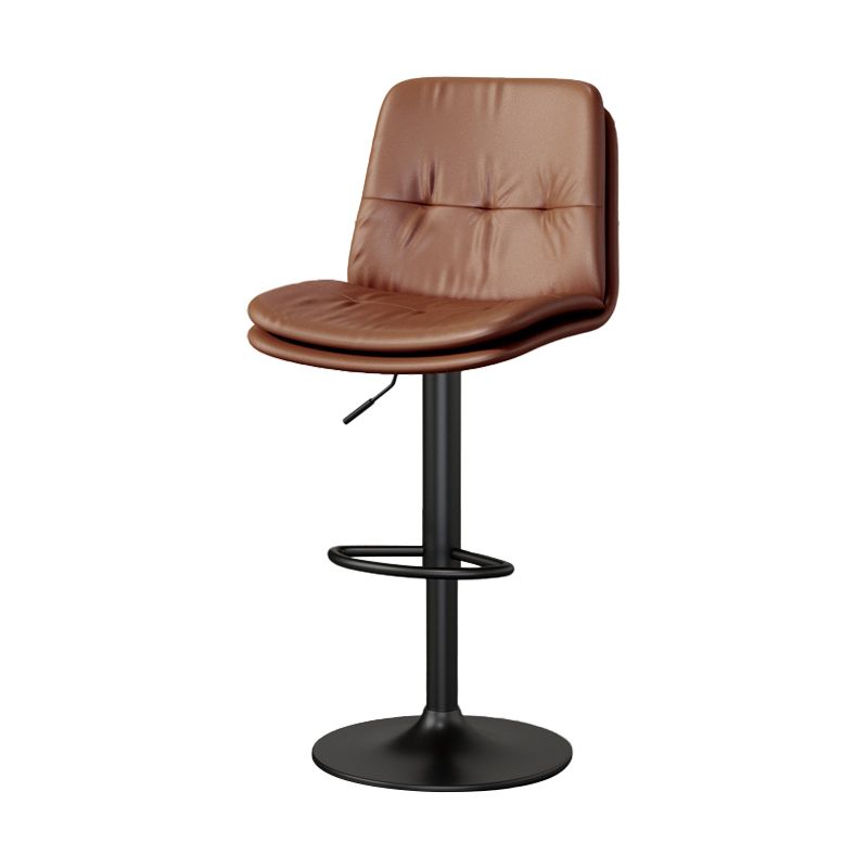 Contemporary PU Leather Counter Stool Turntable Fabric Cushion in Matte Finish