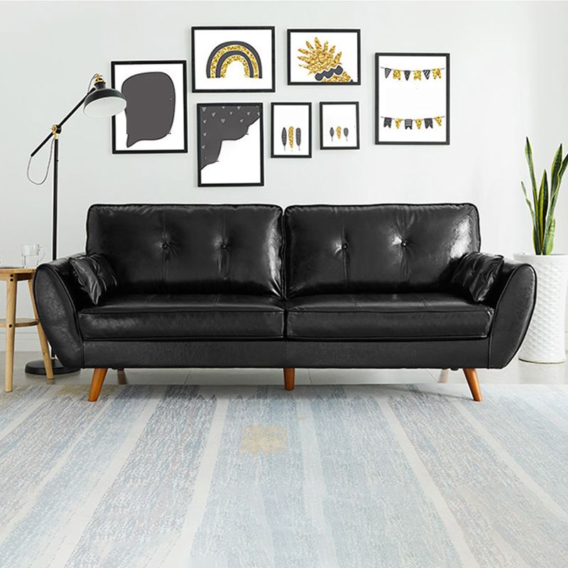 Faux Ledersofa ausgestoßen Armknopf getuftet lose Rückensofa für Wohnzimmer
