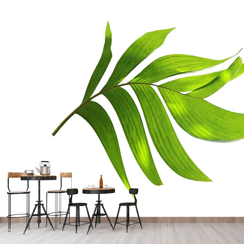 Tropical Palm Leaf Mural Soft Color Stain Resistant Wall Art for Living Room