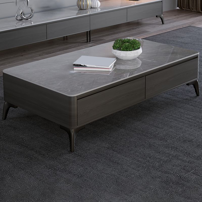 16"H Contemporary Cocktail Table Storage Rectangle Coffee Table