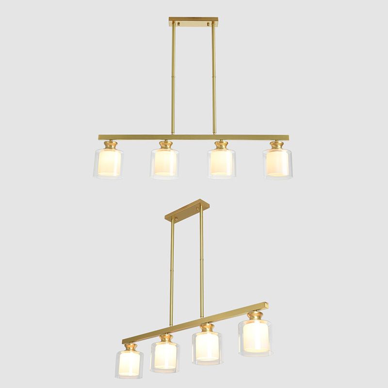 Minimalistisch cilinder eiland verlichtingsarmatuur glazen eetkamer eiland plafondlicht in goud