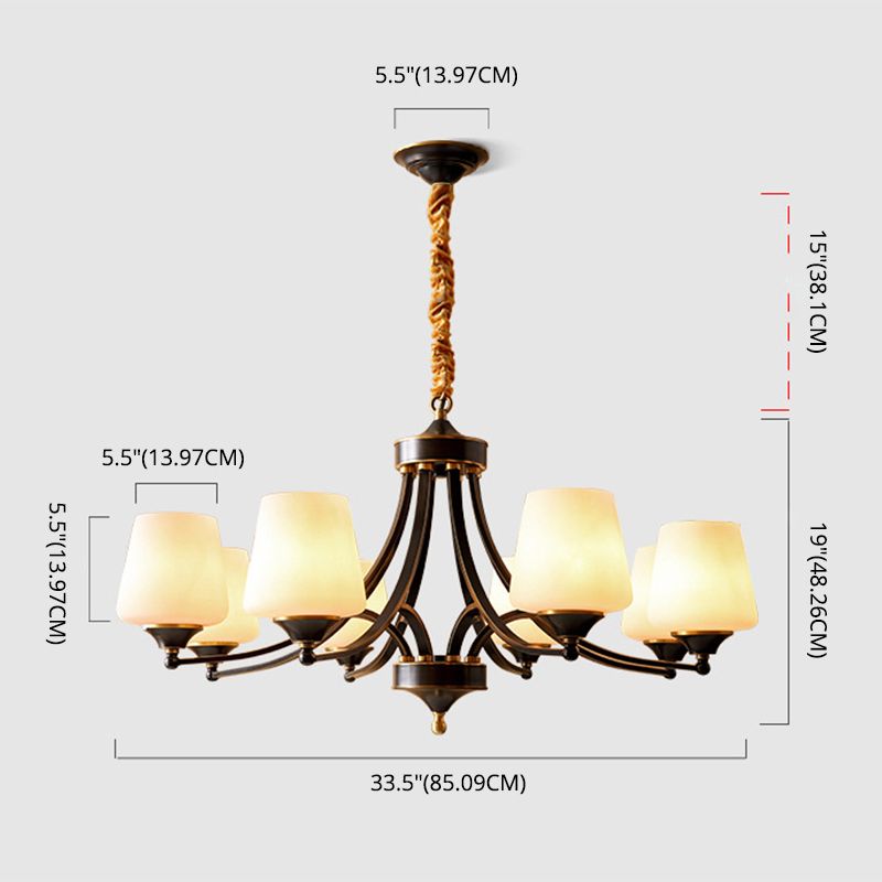Bronze Pendant Light in Traditional Vintage Style Copper Sputnik Chandelier with Frosted Glass Shade